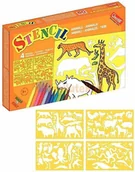 Zabawki kreatywne - Quercetti Szablony do rysowania Zwierzęta z kredkami 2617 - miniaturka - grafika 1