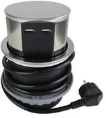 Akcesoria do oświetlenia - Orno 01. Polska Gniazdo meblowe wysuwane z blatu 3 x 250 V AC z USB i przewodem 1,5 m OR-AE-1381 INOX - miniaturka - grafika 1
