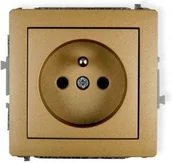 Gniazdka elektryczne - Karlik Gniazdo Pojedyncze z uziemieniem 2P+Z 8DGP-1z złoty metalik - miniaturka - grafika 1