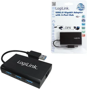 Logilink Konwerter USB 3 0 - RJ45 Gigabit Ethernet z hubem 3x USB 3 0 - Konwertery sieciowe i transceivery - miniaturka - grafika 5