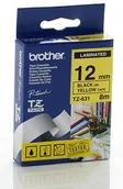 Etykiety do drukarek - Brother Taśma żólta z czarnym nadrukiem TZE631=TZ631 12 mm - miniaturka - grafika 1