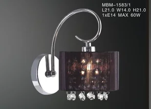 Italux Ścienna LAMPA glamour SPAN MBM1583 1 okrągła OPRAWA abażurowa crystals z kryształkami chrom czarna przezroczysta MBM1583 1 - Lampy sufitowe - miniaturka - grafika 2