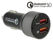 Ładowarki samochodowe - Delock Ładowarka samochodowa 12V/24V 1xUSB Quick Charge 3.0 + 1xUSB 2.4A (62739) - miniaturka - grafika 1