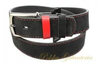 Paski - Complex Pasek Czarny Z Czerwoną Nitką (PL) Skórzany brązowyna Licowa Zamsz 40 mm - miniaturka - grafika 1