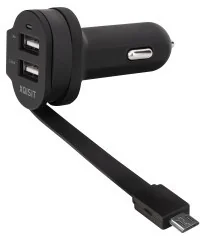 Xqisit Ładowarka samochodowa Dual z wbudowanym przewodem microUSB (20425) - Ładowarki samochodowe - miniaturka - grafika 2
