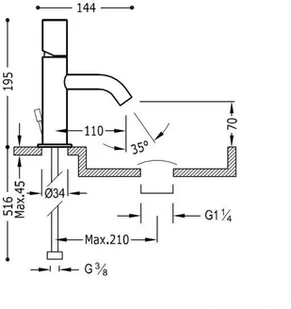 Tres Study 261.903.01.D - Baterie umywalkowe - miniaturka - grafika 2