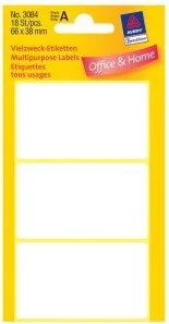 Avery Zweckform Białe miniEtykiety do opisywania ręcznego; 18 etyk./op., 66 x 38 - Etykiety do drukarek Avery Zweckform Białe miniEtykiety do opisywania ręcznego; 18 etyk./op., 66 x 38 - Etykiety do drukarek - miniaturka - grafika 1