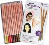 Notesy i bloczki - Derwent Kredki akwarelowe 12 KOLORÓW SKÓRY ACADEMY 2300386 - miniaturka - grafika 1