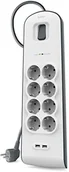 Kable - Belkin BSV604vf2 M SurgePlus listwa zasilająca (zabezpieczenie przed przepięciem, 2,4 A, przewód 2 m) Biały/Szary 0745883659708 - miniaturka - grafika 1