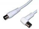 Kable - PremiumCord Kabel Antenowy Męski-Żeński Kątowy, 75 Ohm, 3 m, Biały ktmf03U - miniaturka - grafika 1