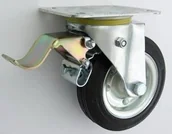 Kółka i bloczki - Zabi Koło metalowo-gumowe w obudowie skrętnej z hamulcem fi 180 - miniaturka - grafika 1