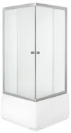 Kabiny prysznicowe - Novoterm Kerra Pico GL 90x90 profil satyna szkło faktura lnu + brodzik - miniaturka - grafika 1