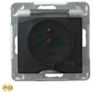 Gniazdka elektryczne - Ospel Impresja Modul Metalik Gniazdo bryzgoszczelne z uziemieniem, IP-44, z przesłonami torów prądowych GPH-1YZP/m/18/d - miniaturka - grafika 1