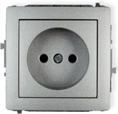 Gniazdka elektryczne - Karlik Gniazdo Pojedyncze bez uziemienia 2P 7DGP-1 srebrny metalik - miniaturka - grafika 1