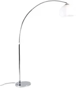 Lampy stojące - QAZQA Nowoczesna lampa łukowa chrom z białym kloszem - Arc Basic - miniaturka - grafika 1