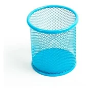 Akcesoria na biurko - DRect LEVIATAN Kubek Na Długopisy Metalowy Siatka Niebieski LV072-1 - miniaturka - grafika 1