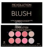 Pudry do twarzy - Makeup Revolution Blush & Contour Palette paleta 8 róży do policzków All About Pink 13g - miniaturka - grafika 1