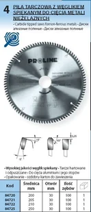 Proline PIŁA TARCZOWA Z WĘGLIKIEM DO CIĘCIA METALI NIEŻELAZNYCH 200/30/100 84720 - Tarcze do pił - miniaturka - grafika 2