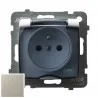 Gniazdka elektryczne - Ospel Gniazdo bryzgoszczelne z uziemieniem IP-44, srebrny perłowy- wieczko w kolorze dymnym GPH-1SZ/m/43/d - miniaturka - grafika 1