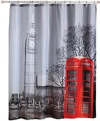 Zasłony prysznicowe - MSV 140598 zasłona prysznicowa, poliester, motyw London, 180 x 200 x 0,1 cm (1217/140598) - miniaturka - grafika 1