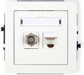 Gniazdka elektryczne - Karlik Mechanizm gniazda antenowego poj. SAT+ gniazda komp. poj. 1xRJ45 kat. 5e - miniaturka - grafika 1
