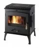 Piece wolnostojące - Haas+Sohn piec wolnostojący ARKTIC 12 z płytą grzewczą czarny, złote okucia - miniaturka - grafika 1