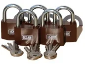 Kłódki - LOB 5 sztuk kłódek bębenkowych znalowanych KZ50 w systemie jednego klucza - miniaturka - grafika 1
