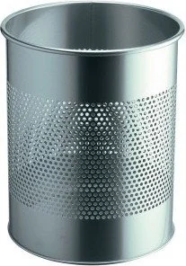 Durable Kosz na śmieci okrągły metalowy 15l perforacja 165mm srebrny - Kosze biurowe Durable Kosz na śmieci okrągły metalowy 15l perforacja 165mm srebrny - Kosze biurowe - miniaturka - grafika 1
