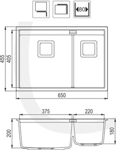 Aquasanita DELICIA SQD150-601AW Czarny metalik - Zlewozmywaki - miniaturka - grafika 3