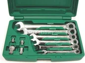 Klucze i nasadki - Jonnesway (R) Zestaw 6 kluczy płasko - oczkowy z grzechotką drobnoząbk (W45110S) - miniaturka - grafika 1