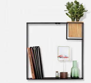 Umbra Umbra Cubist pływająca półka z wbudowaną doniczką na sukulent  nowoczesna dekoracja ścienna i geometryczna półka na książki, świece, notatki, zdjęcia, rośliny domowe i wiele więcej! | duża, czarna 470754-427 - Półki i regały dla dzieci - miniaturka - grafika 2