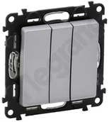 Wyłączniki światła i elektryczne - Legrand Valena Life Łącznik Potrójny - 10 AX Aluminium - 752303 - miniaturka - grafika 1