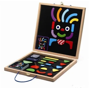 Djeco Drewniana układanka Zabawki magnetyczne Geocharacter - układanka figury geometrycz - Zabawki interaktywne dla dzieci - miniaturka - grafika 4