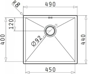 Teka TETRAGON 45x40 1B stal szczotkowana 100090301 - Zlewozmywaki - miniaturka - grafika 2