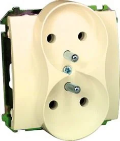 Kontakt Simon Gniazdo ścienne Basic Podwójne z/u (moduł) BMGZ2M.01/12 beżowy - Gniazdka elektryczne - miniaturka - grafika 2