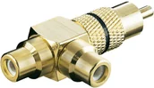 Złącza, przejściówki, adaptery - goobay Adapter RCA wtyk RCA 2x gniazdo RCA pozłacane styki złoty czarny - miniaturka - grafika 1
