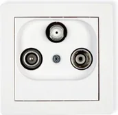 Gniazdka elektryczne - Karlik Gniazdo abonenckie RTV-SAT końcowe 2 wejścia antenowe DGST biały - miniaturka - grafika 1