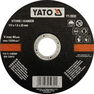 Yato Tarcza do cięcia kamienia 115x1,5x22 mm YT-5930 - Tarcze do pił - miniaturka - grafika 3