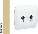 Gniazdka elektryczne - Kontakt Simon Gniazdo ścienne Akord antenowe RTV końcowe 3.5dB AAK/12 beżowy - miniaturka - grafika 1