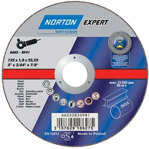 Norton Tarcza płaska cięcie metalu Expert 125 x 22 23 mm - Materiały ścierne - miniaturka - grafika 2