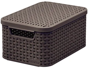 Curver Koszyk pojemnik z pokrywą S CURVER ciemny brąz 205839 - Pojemniki biurowe - miniaturka - grafika 2