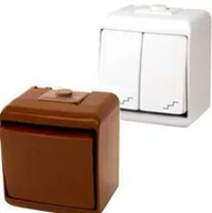 Wyłączniki światła i elektryczne - Karlik Łącznik podwójny schodowy 4WHE-7 brązowy - miniaturka - grafika 1