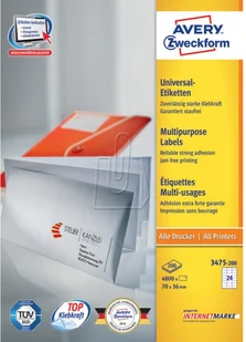 Avery Zweckform Etykiety Zweckform 70x36 Trwałe 220ARK 5280 Etykiet Białe 200 Arkuszy + 20 Arkuszy EXTRA (ZW537) - Etykiety do drukarek - miniaturka - grafika 3