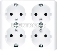 Gniazdka elektryczne - Kontakt Simon EGSZ4NZ/11 Gniazdo poczwórne Schuko natynkowe z przesłonami torów - miniaturka - grafika 1