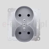Gniazdka elektryczne - Kontakt Simon KONTAKT - S.A. Gniazdo wtyczkowe z uziemieniem z przesłoną Podwójne sreb - miniaturka - grafika 1