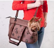 Transportery dla kotów - Hobbydog Torba - Jasno brązowa w łapki - Rozmiar 2 - miniaturka - grafika 1