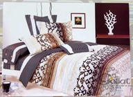 Pościel - Goliat Pościel bawełniana biało-brązowa o splocie satynowym 220x200 POŚCIEL/K.E - miniaturka - grafika 1