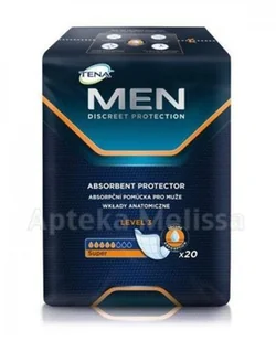 TENA MEN SUPER level 3 Wkłady anatomiczne dla mężczyzn 20 szt. - Wkładki higieniczne - miniaturka - grafika 3