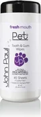 Higiena jamy ustnej zwierząt - John Paul Pet TOOTH & GUM WIPES - chusteczki do higieny jamy ustnej 45 sztuk JPP - miniaturka - grafika 1