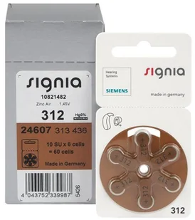 Siemens 60 x baterie do aparatów słuchowych Signia 312 MF - Baterie i akcesoria - miniaturka - grafika 2